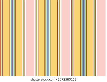 Striped decorative design pattern vector, Striped decorative design pattern on yellow, pink, blue bold stripes on white slub textured background.