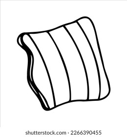 Striped decorative pillow. Vector hand-drawn. Template, icon, excise, clipart, logo.