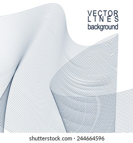 Striped decorative wavy template, vector background with light silky textile curves, motif 3d abstract chiffon tulle.