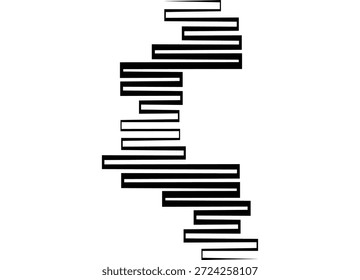 Striped Design element from black line on white background. Vector pattern for poster, advertising, sportswear, toy, cover, packaging. Abstract vector background from rectangular shapes. Zigzag stripe. Place for text