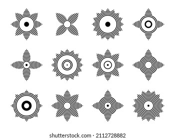 Elementos de diseño a rayas. Iconos abstractos. Arte vectorial.