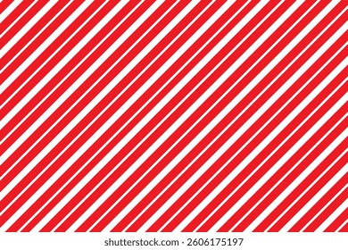 Striped diagonal pattern. Bold red lines. White angled stripes. Vector festive design.