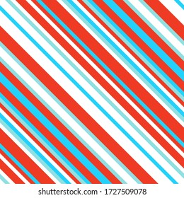 Striped diagonal pattern. Christmas colors. Texture of Christmas canes and lollipops. Bright festive backdrop. Vector illustration.