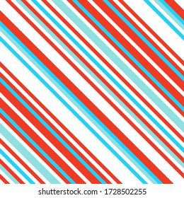 Striped diagonal pattern. Christmas colors. Texture of Christmas canes and lollipops. Bright festive backdrop. Vector illustration.