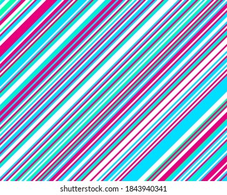Striped diagonal pattern. Christmas neon colours. Texture of Christmas canes and lollipops. Bright festive backdrop. Vector illustration.