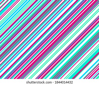 Striped diagonal pattern. Christmas neon colours. Texture of Christmas canes and lollipops. Bright festive backdrop. Vector illustration.