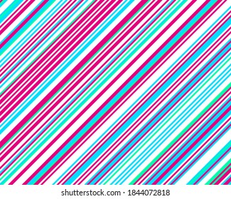 Striped diagonal pattern. Christmas neon colours. Texture of Christmas canes and lollipops. Bright festive backdrop. Vector illustration.