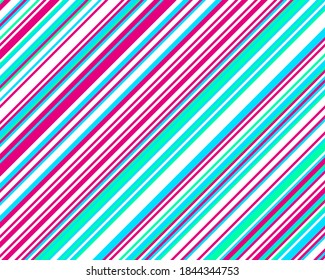 Striped diagonal pattern. Christmas neon colours. Texture of Christmas canes and lollipops. Bright festive backdrop. Vector illustration.