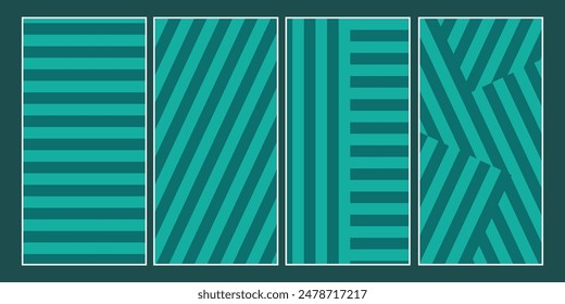 Striped diagonal pattern with lines abstract elements, with a color scheme of green and aqua. Vector eps