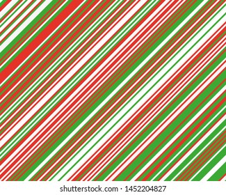 Striped diagonal pattern for printing on fabric, paper, wrapping, scrapbooking, websites Background with red, green and white slanted lines Vector illustration