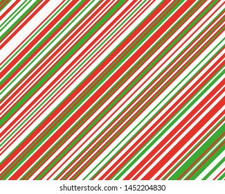 Striped diagonal pattern for printing on fabric, paper, wrapping, scrapbooking, websites Background with red, green and white slanted lines Vector illustration