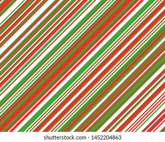 Striped diagonal pattern for printing on fabric, paper, wrapping, scrapbooking, websites Background with red, green and white slanted lines Vector illustration