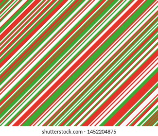 Striped diagonal pattern for printing on fabric, paper, wrapping, scrapbooking, websites Background with red, green and white slanted lines Vector illustration