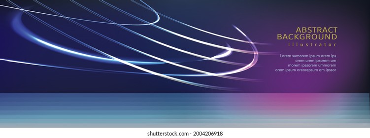 Striped diagonal stripes lines light overlap on dark background with copy space. Modern futuristic concept. Vector illustration