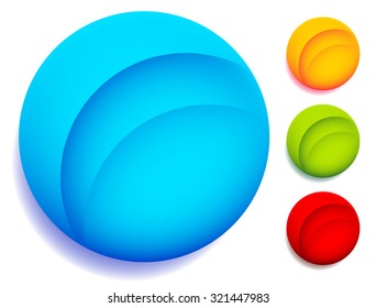 Striped, divided circles, colorful sphere graphic elements.