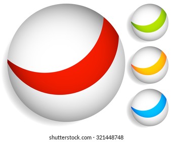 Striped, divided circles, colorful sphere graphic elements.