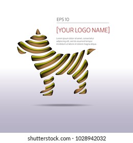 Striped dog is divided into several parts. Modern design.