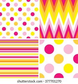 Striped, dots and chevron pattern suitable for wrapping, wallpaper, backgrounds