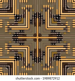 Las líneas de puntos rayadas son un patrón sin fisuras. Vector texturizado fondo Deco. Recortar el fondo de las bandas de repetición. Ornamento geométrico de líneas abstractas. Diseño estructurado de etnias tribales decorativas. Textura.