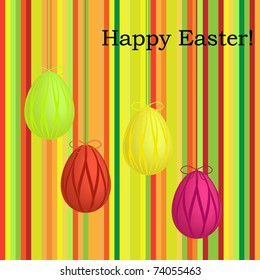 striped easter card with eggs vector illustration