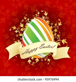 Striped Easter Egg with Floral Decoration