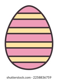 Striped easter egg. Holiday attribute in lineal flat style.