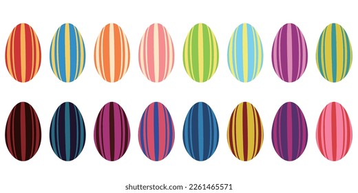Striped egg flat illustration material set
