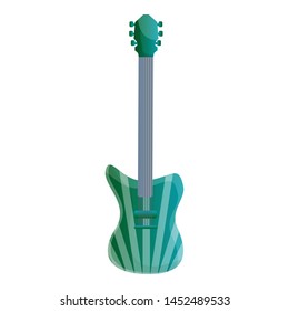 Striped electric guitar icon. Cartoon of striped electric guitar vector icon for web design isolated on white background