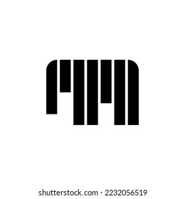 Striped elephant. Vector logo. Black silhouette.  