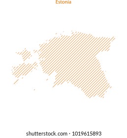 Striped Estonia map isolated on white