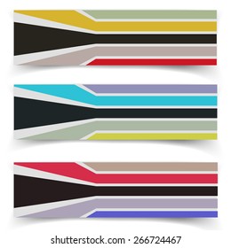 Striped fabric textured vector banners