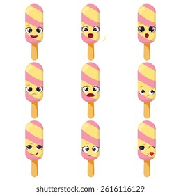 Striped faces ice cream expressions