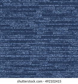 Striped Faded Denim Texture Vector Background. Frayed Jeans Fabric Seamless Pattern
