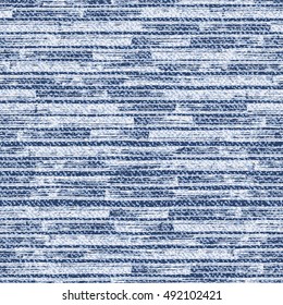Striped Faded Denim Texture Vector Background. Frayed Jeans Fabric Seamless Pattern
