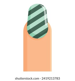 Striped fashion nail icon cartoon vector. Hand female beauty. Acrylic salon