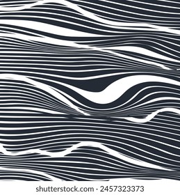 Striped or fibrous wood grain imitates a distorted, wavy surface.