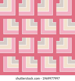 Striped figures. Mosaic with geometric shapes. Seamless pattern. Design with manual hatching. Textile. Ethnic boho ornament. Vector illustration for web design or print.