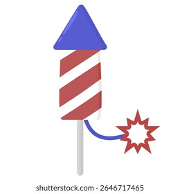 Striped Firecracker Rocket Vector for 4th of July
