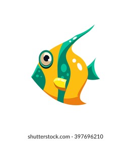 Striped Fish. Cute Vector Illustration Collection of sea life