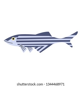 Striped fish flat illustration on white