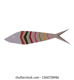 Striped fish flat illustration on white