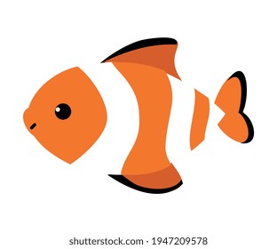 Striped Fish as Sea Animal Floating Underwater Vector Illustration
