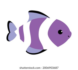 Striped Fish as Sea Animal Floating Underwater Vector Illustration
