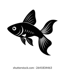 Striped Fish Silhouette Vector Sea Life Clipart for Tropical or Oceanic Themes