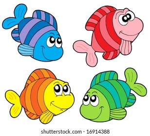 Striped fishes collection - vector illustration.