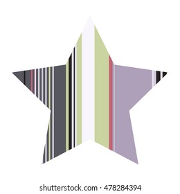 Striped five pointed star icon isolated on white background. Trendy logo design template.