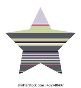 Striped five pointed star icon isolated on white background. Trendy logo design template.