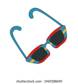 A striped flat - style sunglasses icon isolated on a white background.