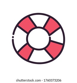 striped float fill and line style icon design, Summer vacation and tropical theme Vector illustration