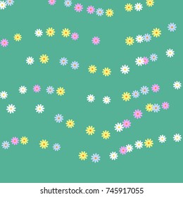 Striped Floral Background. Bright Lines of Gentle Daisy Flowers